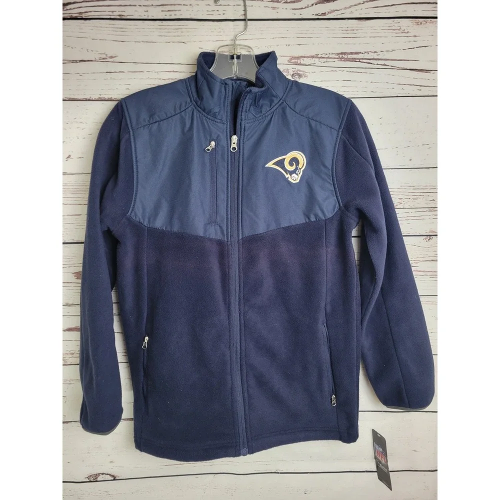 NFL Los Angeles Rams Youth M 10/12 Fleece Jacket‎ Navy Full Zip Team Apparel